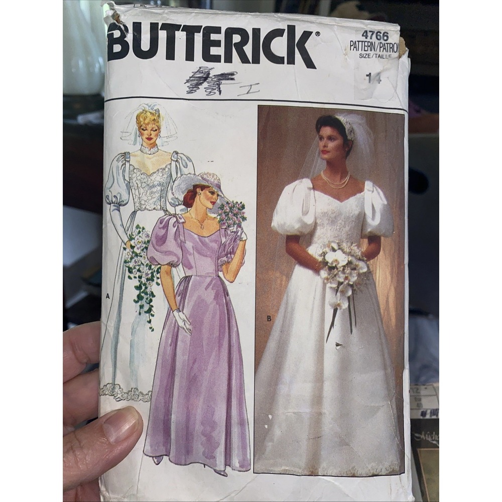 Vintage 1986 Butterick Wedding & Bridesmaids Dress Pattern 4766 Size 14 Cut Comp
